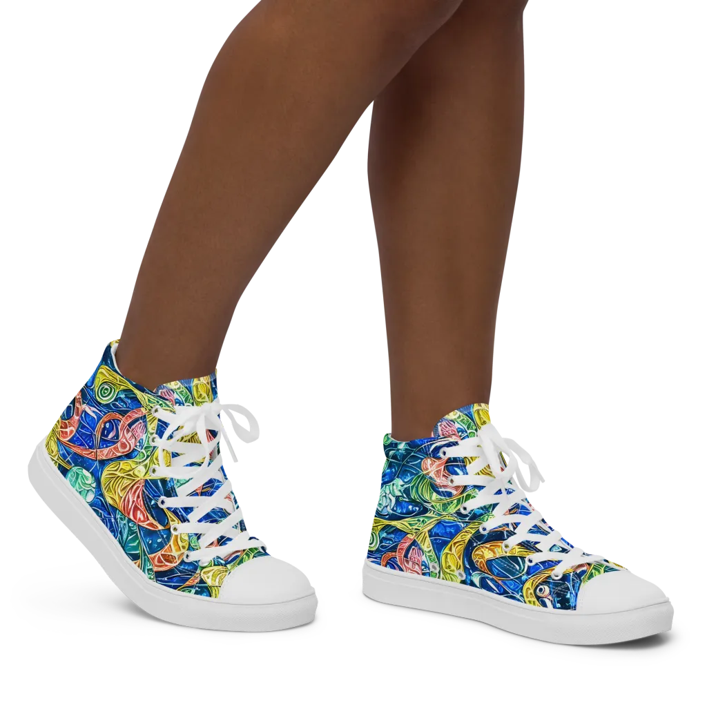 Sonic Tide on Women's High Top Canvas Shoes — Right
