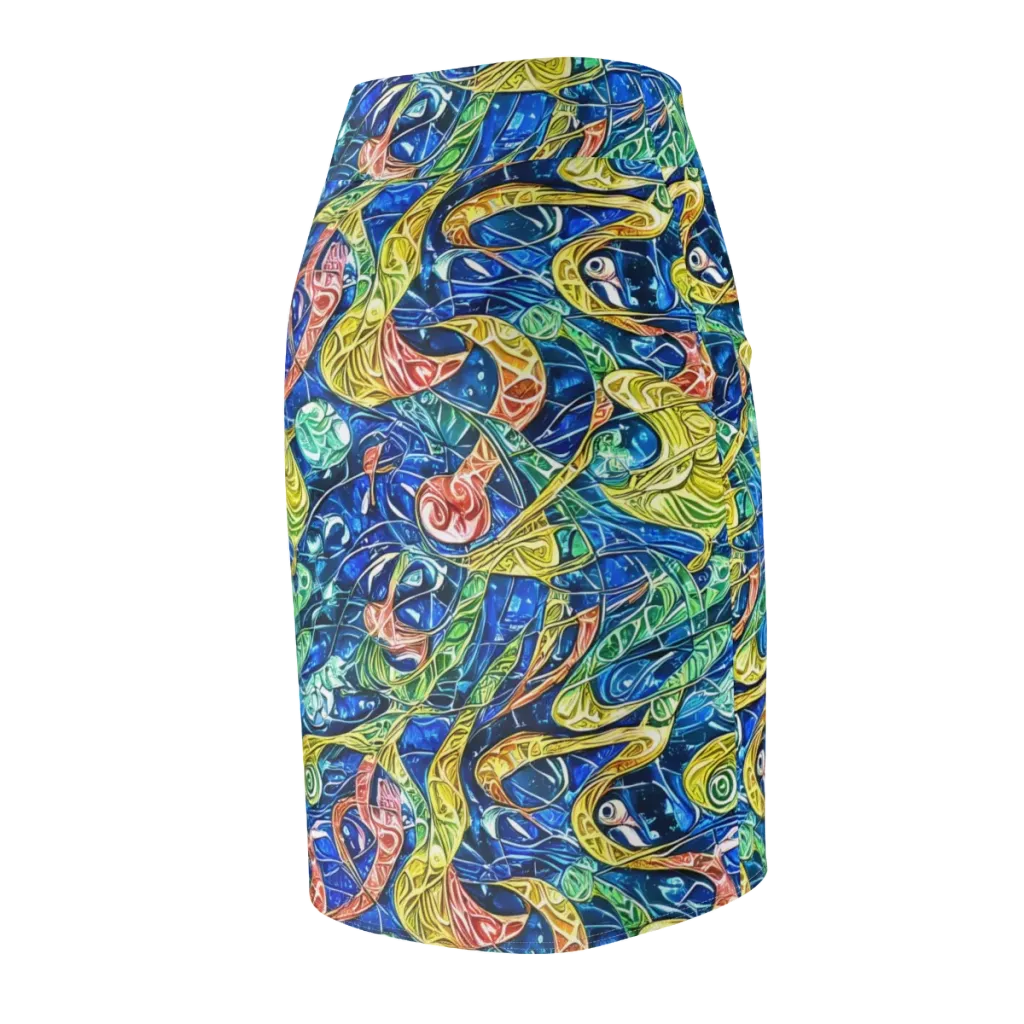 Sonic Tide on Pencil Skirt — Back Side