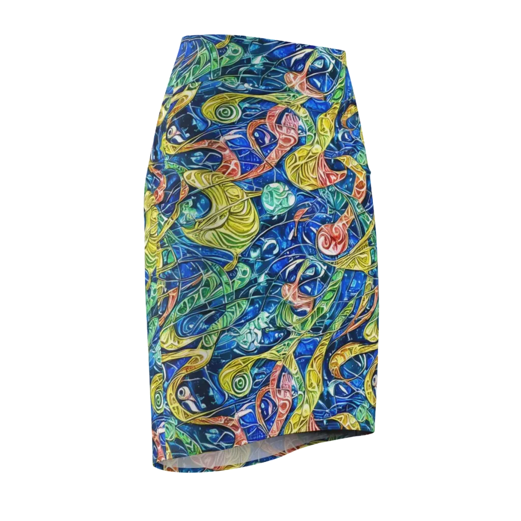 Sonic Tide on Pencil Skirt — Front Side