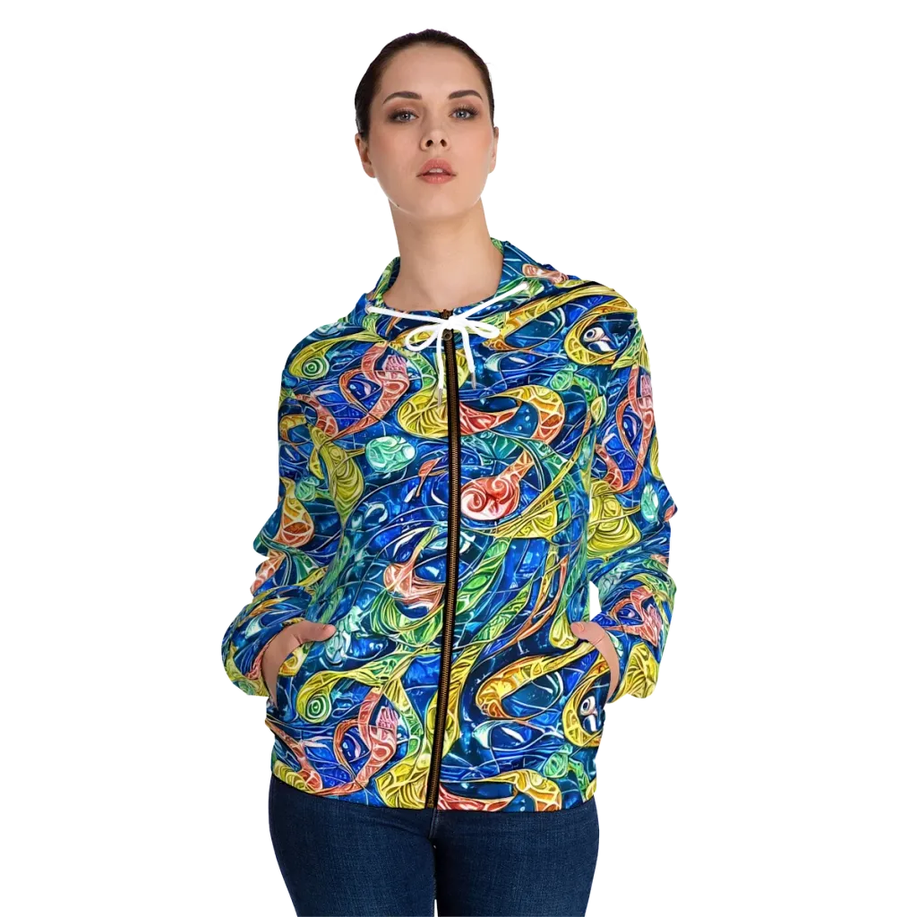 Sonic Tide on Women's Full-Zip Hoodie — Front On Person