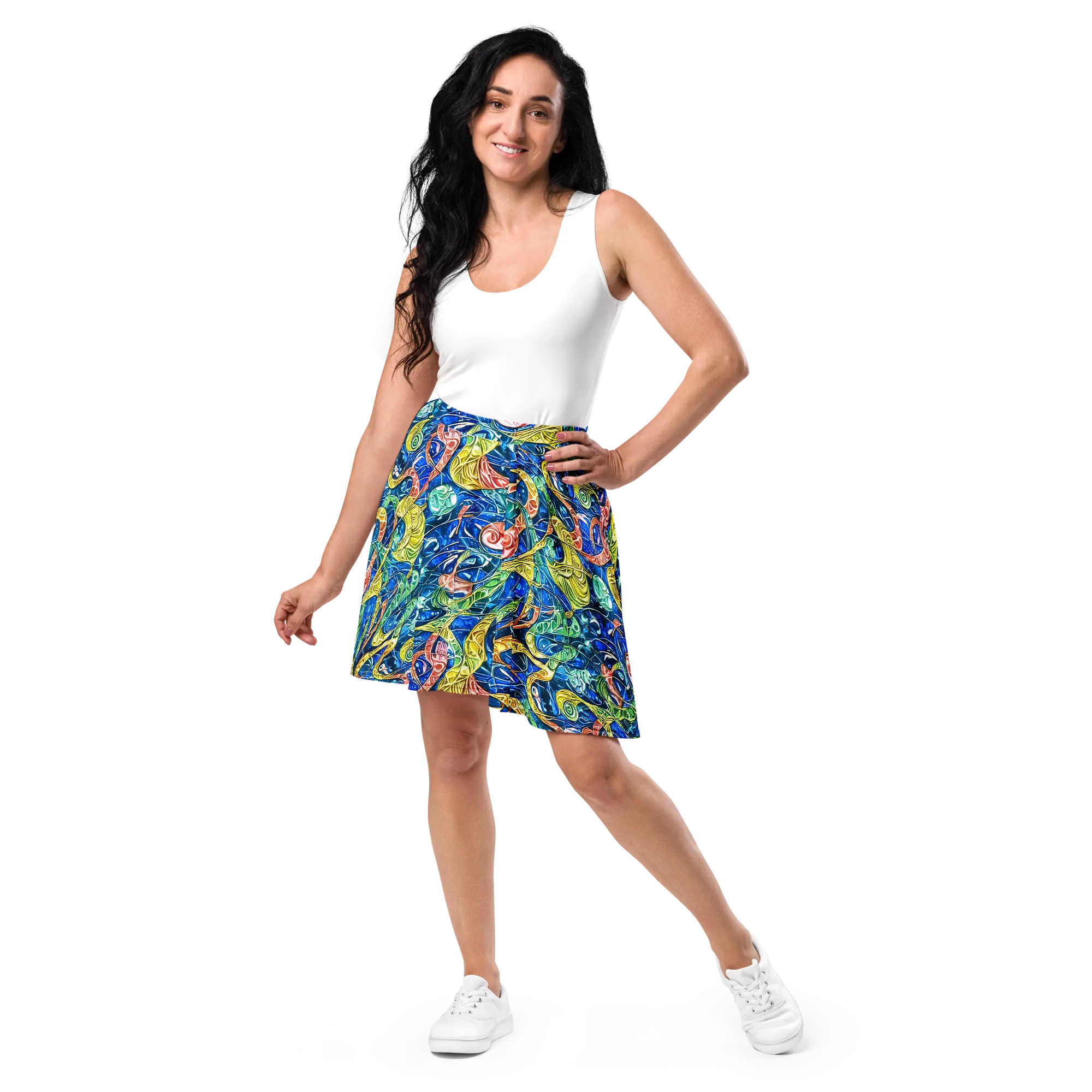 Sonic Tide on Skater Skirt — Front
