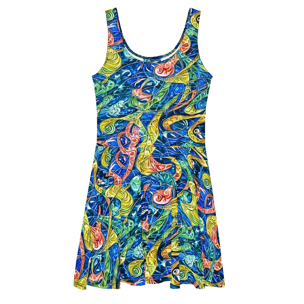 Sonic Tide on Skater Dress — Front