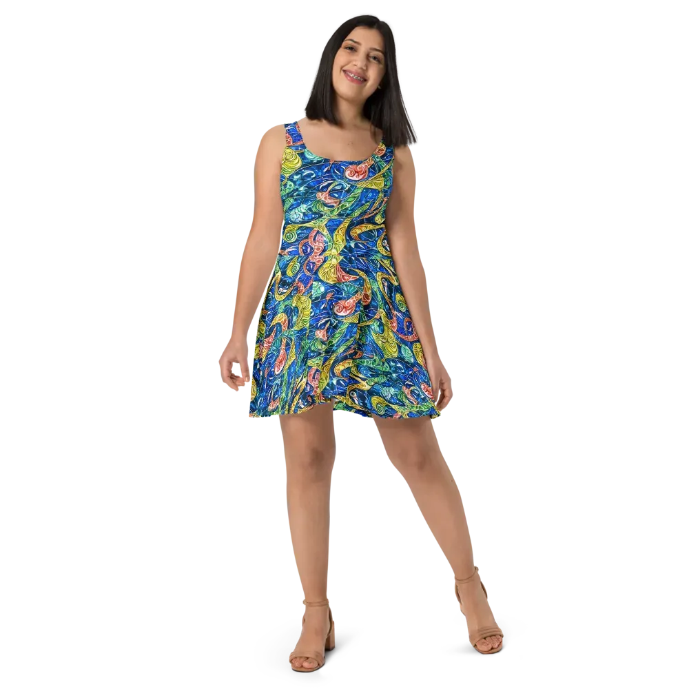Sonic Tide on Skater Dress — Front