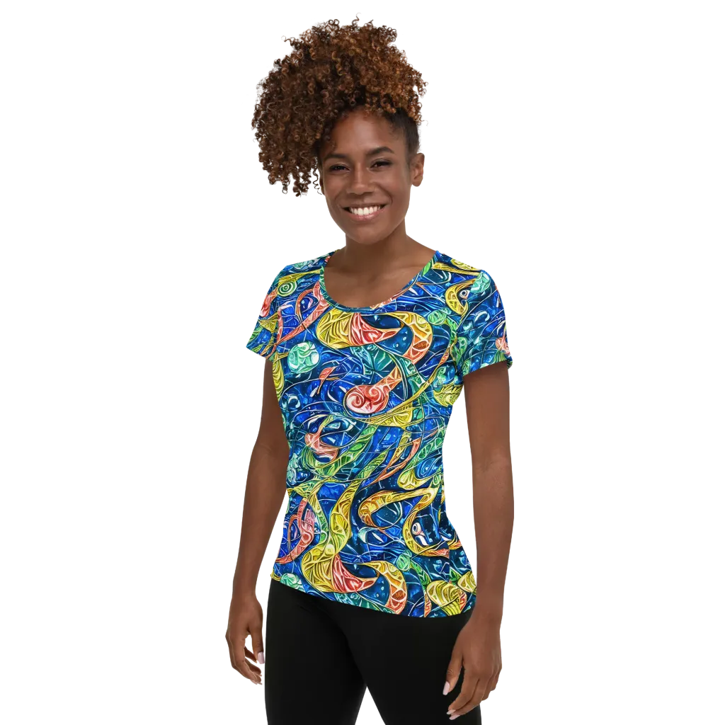 Sonic Tide on Women's Athletic T-Shirt — Left