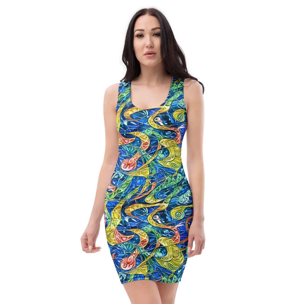 Sonic Tide on Bodycon Dress — Front