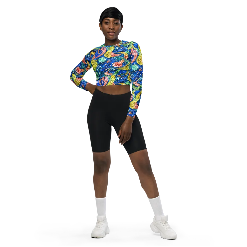 Sonic Tide on Long Sleeve Crop Top — Front