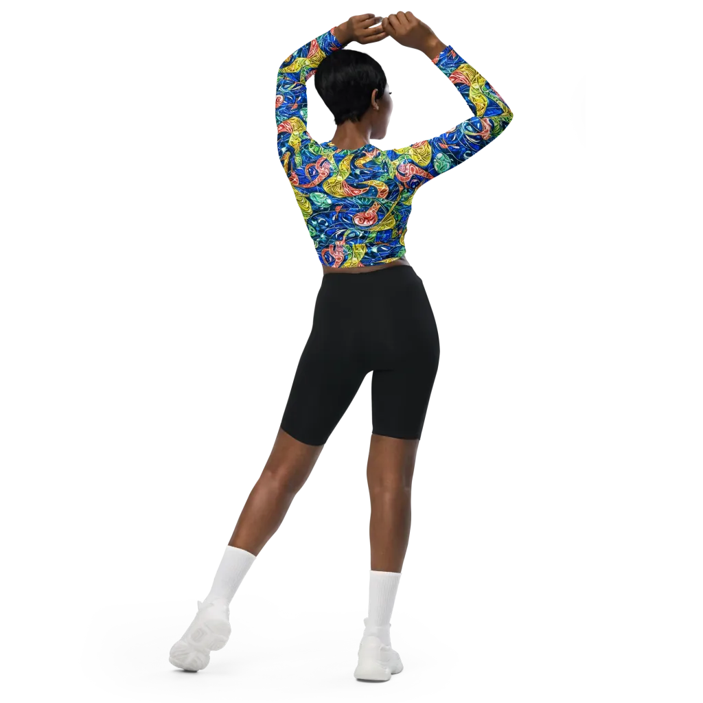 Sonic Tide on Long Sleeve Crop Top — Back