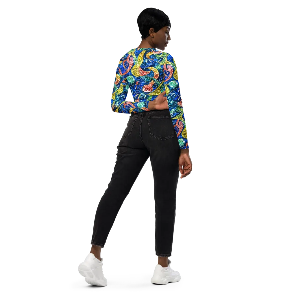 Sonic Tide on Long Sleeve Crop Top — Right Back