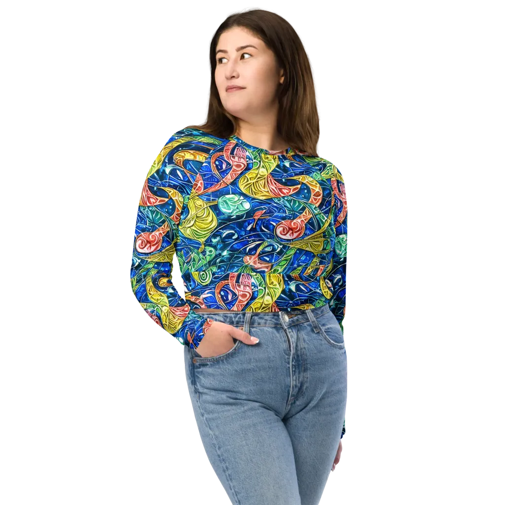 Sonic Tide on Long Sleeve Crop Top — Front