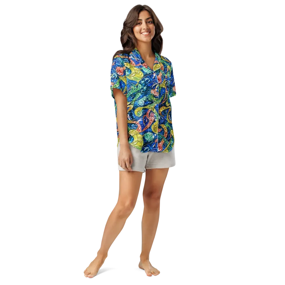 Sonic Tide on Women's Short Sleeve Pajama Top — Front
