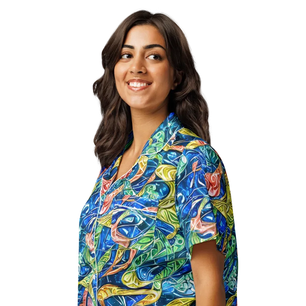 Sonic Tide on Women's Short Sleeve Pajama Top — Left Front