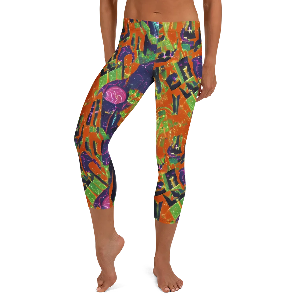 Starlit Static on Capri Leggings — Front