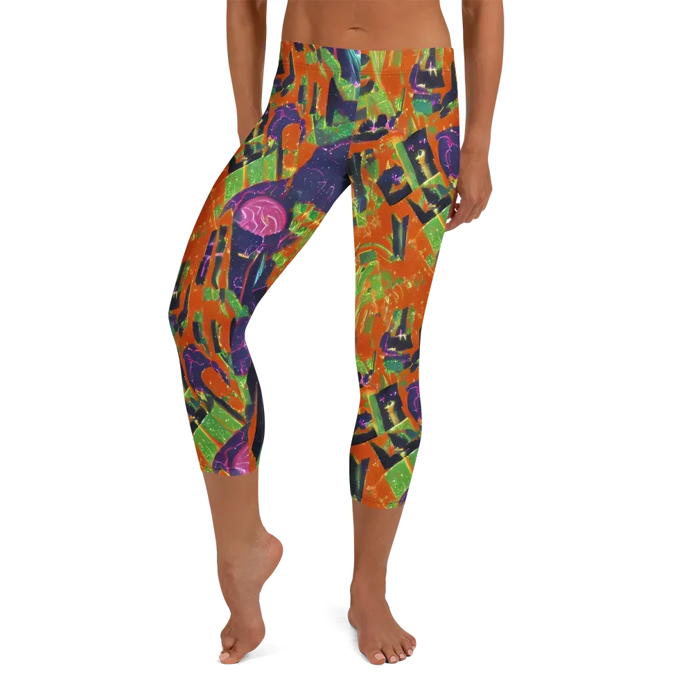 Starlit Static on Capri Leggings — Front