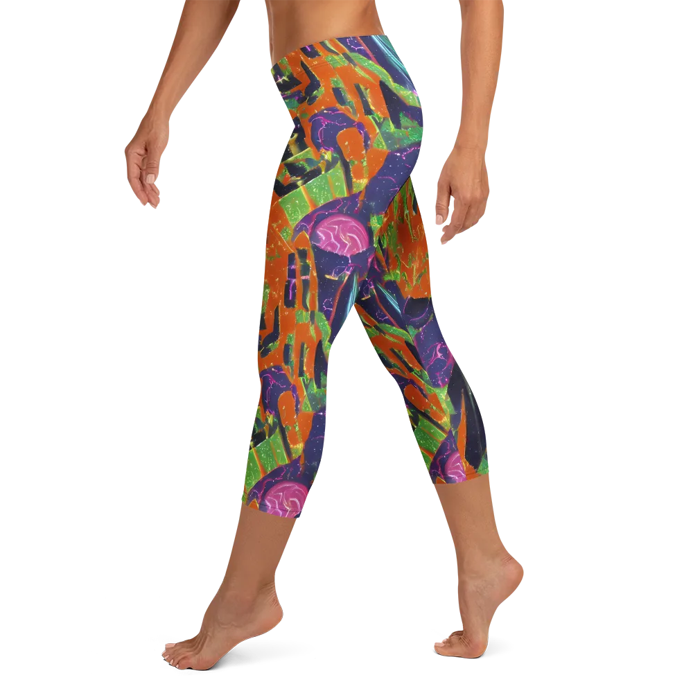 Starlit Static on Capri Leggings — Left