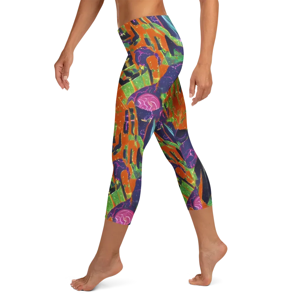 Starlit Static on Capri Leggings — Left