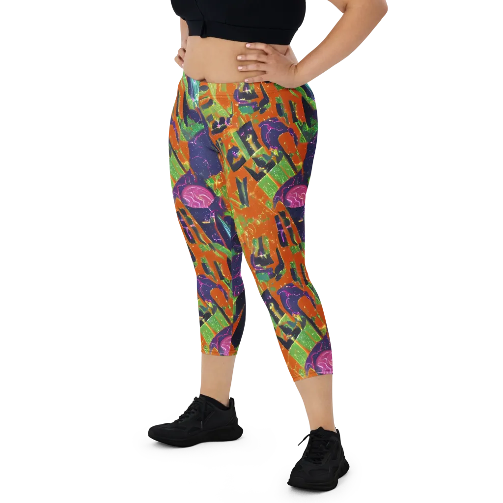 Starlit Static on Capri Leggings — Front