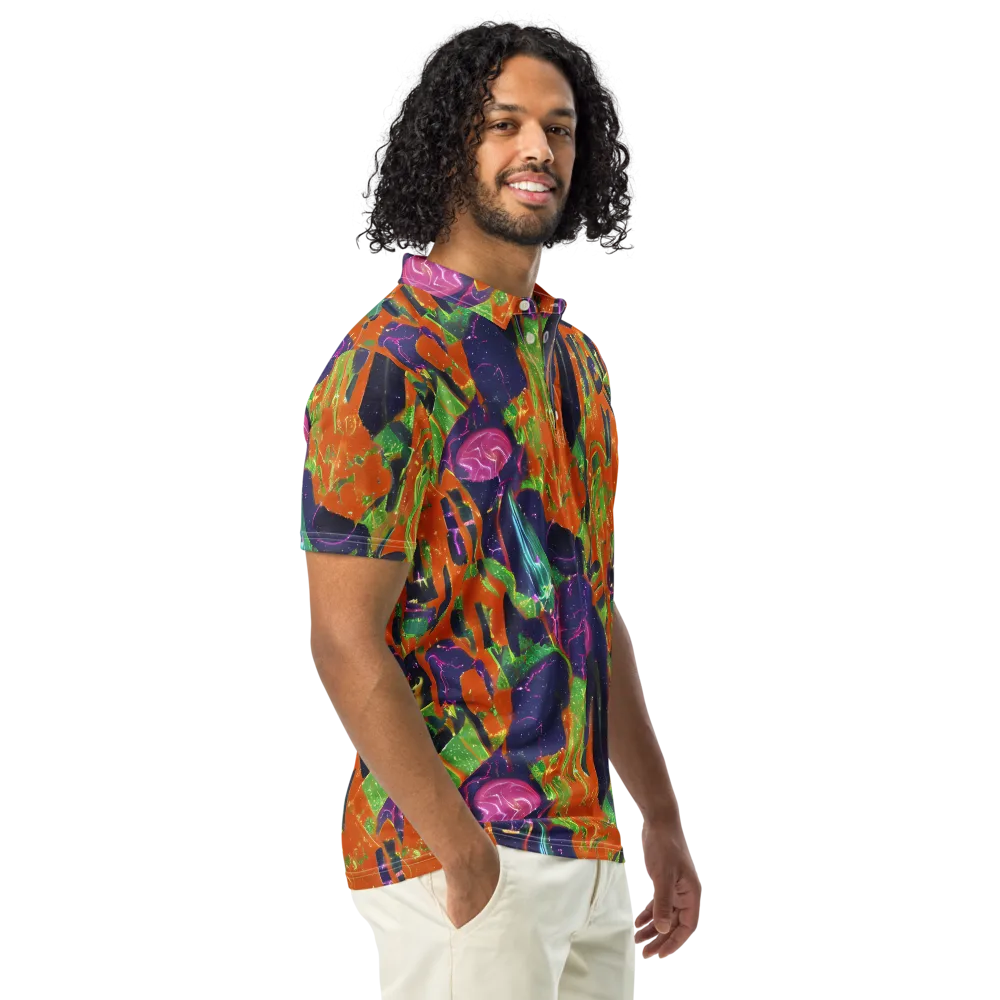 Starlit Static on Men's Slim Fit Polo Shirt — Right Front