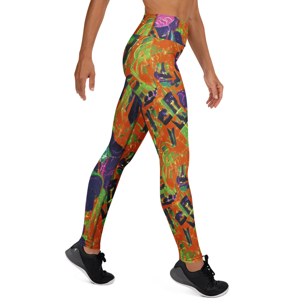 Starlit Static on Yoga Leggings — Right