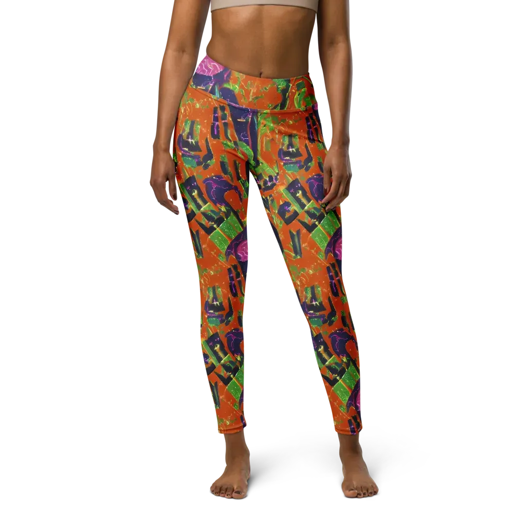 Starlit Static on Yoga Leggings — Front