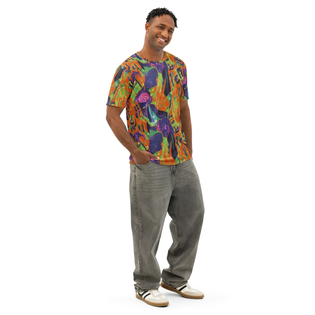 Starlit Static on Men's Cotton Crew Neck T-Shirt — Right Front