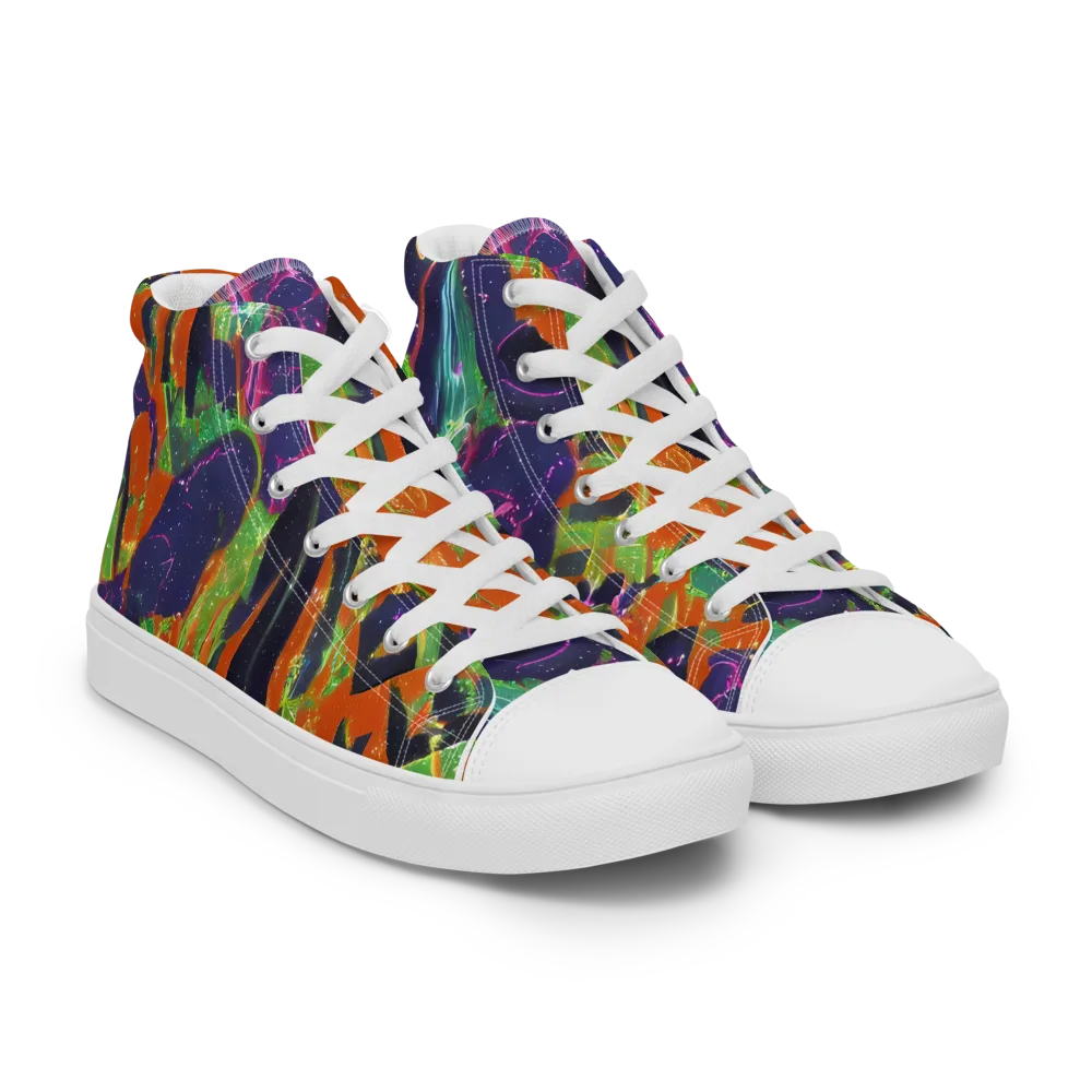 Starlit Static on Men's High Top Canvas Shoes — Right Front