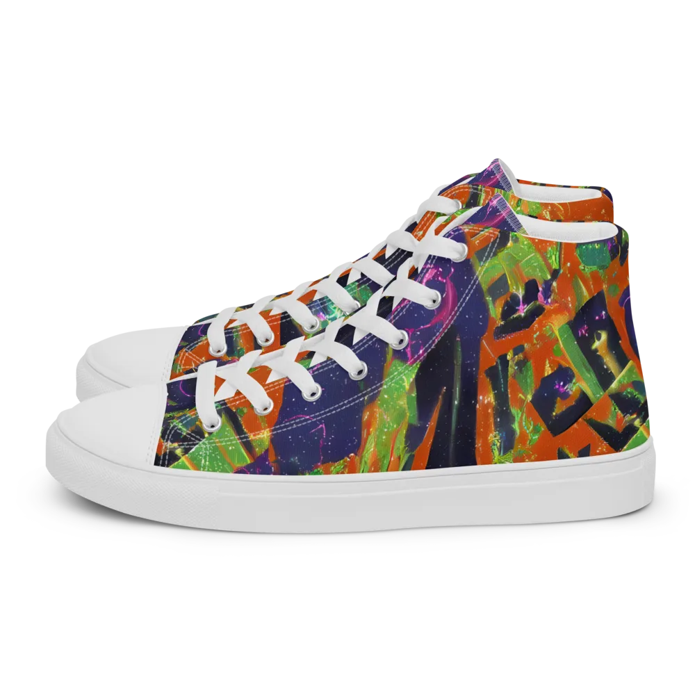 Starlit Static on Men's High Top Canvas Shoes — Left