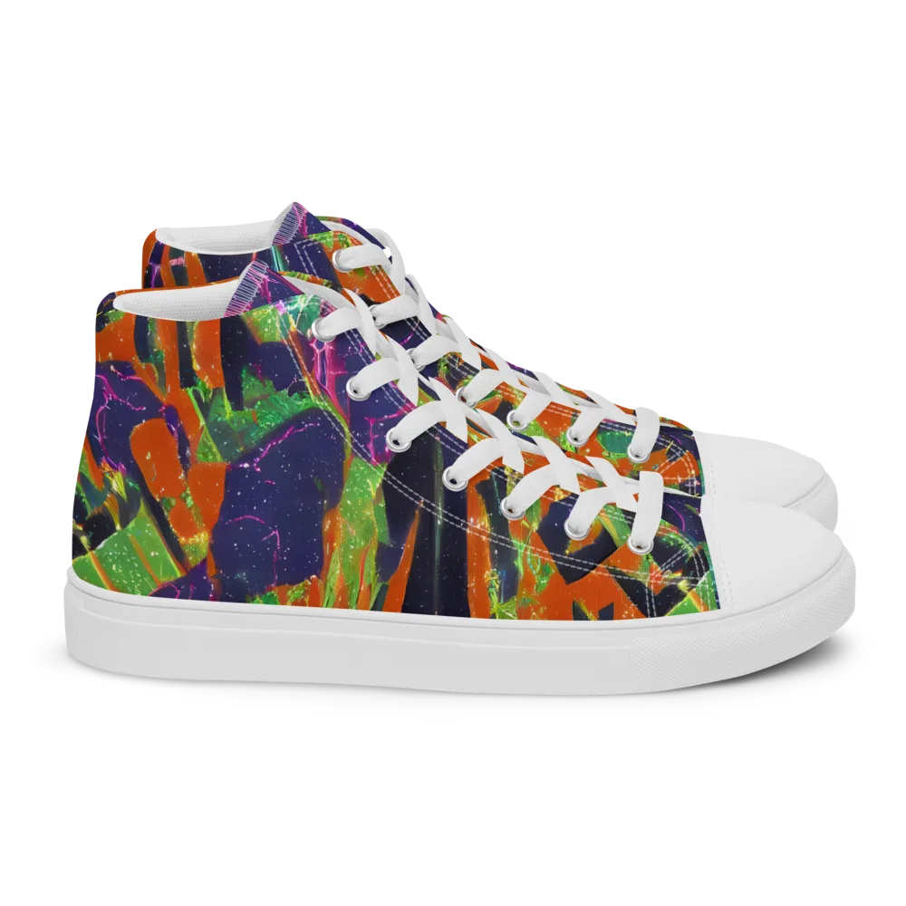Starlit Static on Women's High Top Canvas Shoes — Right