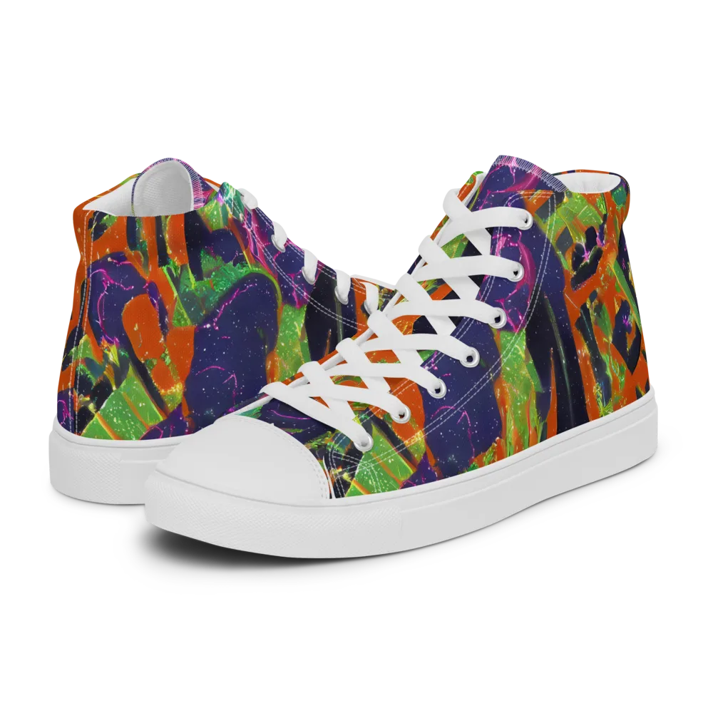 Starlit Static on Women's High Top Canvas Shoes — Left