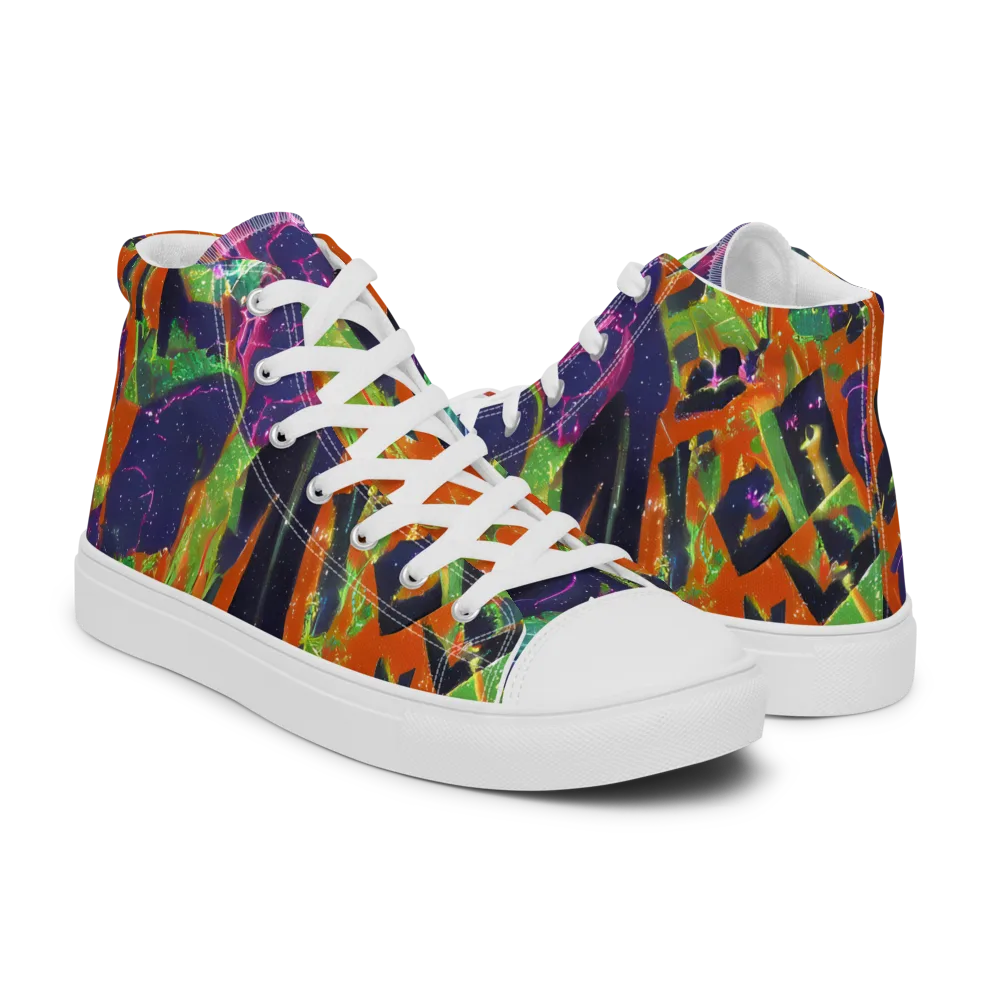 Starlit Static on Women's High Top Canvas Shoes — Right