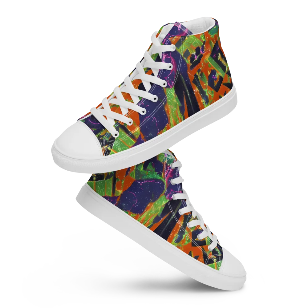 Starlit Static on Women's High Top Canvas Shoes — Front