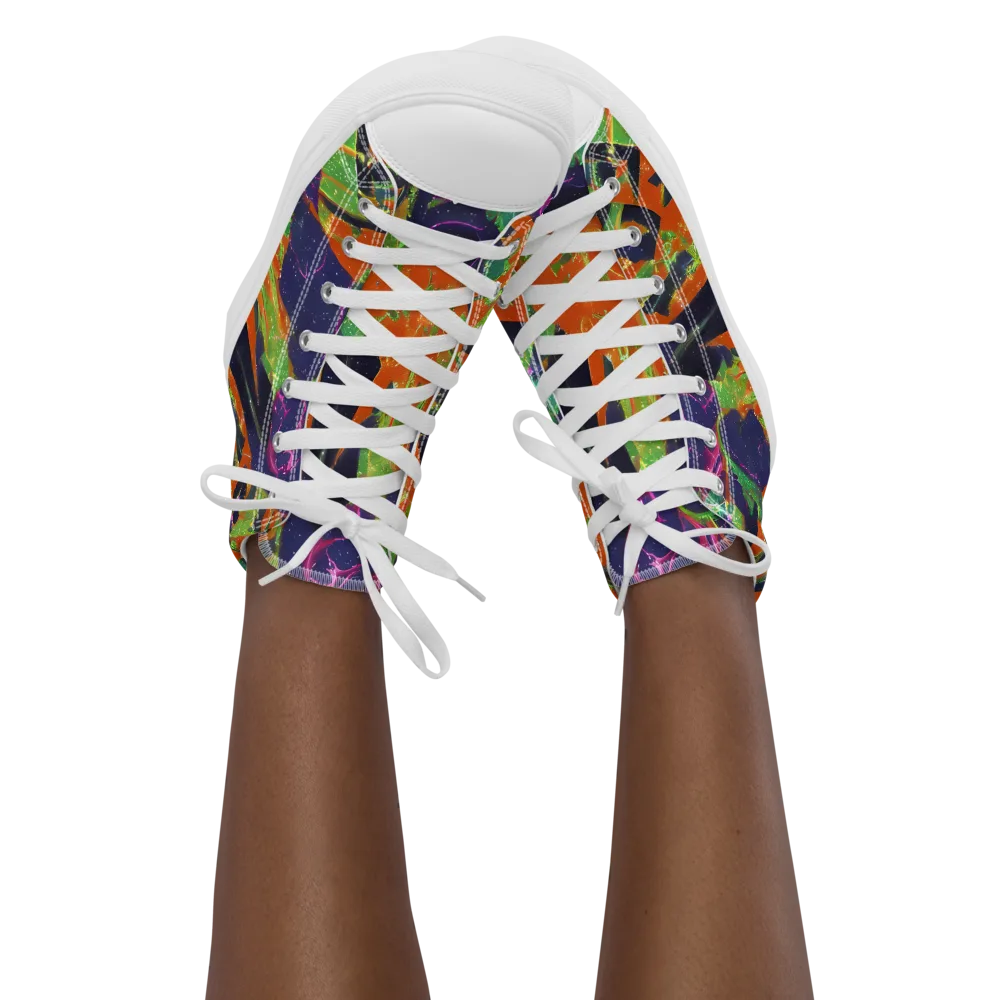 Starlit Static on Women's High Top Canvas Shoes — Front