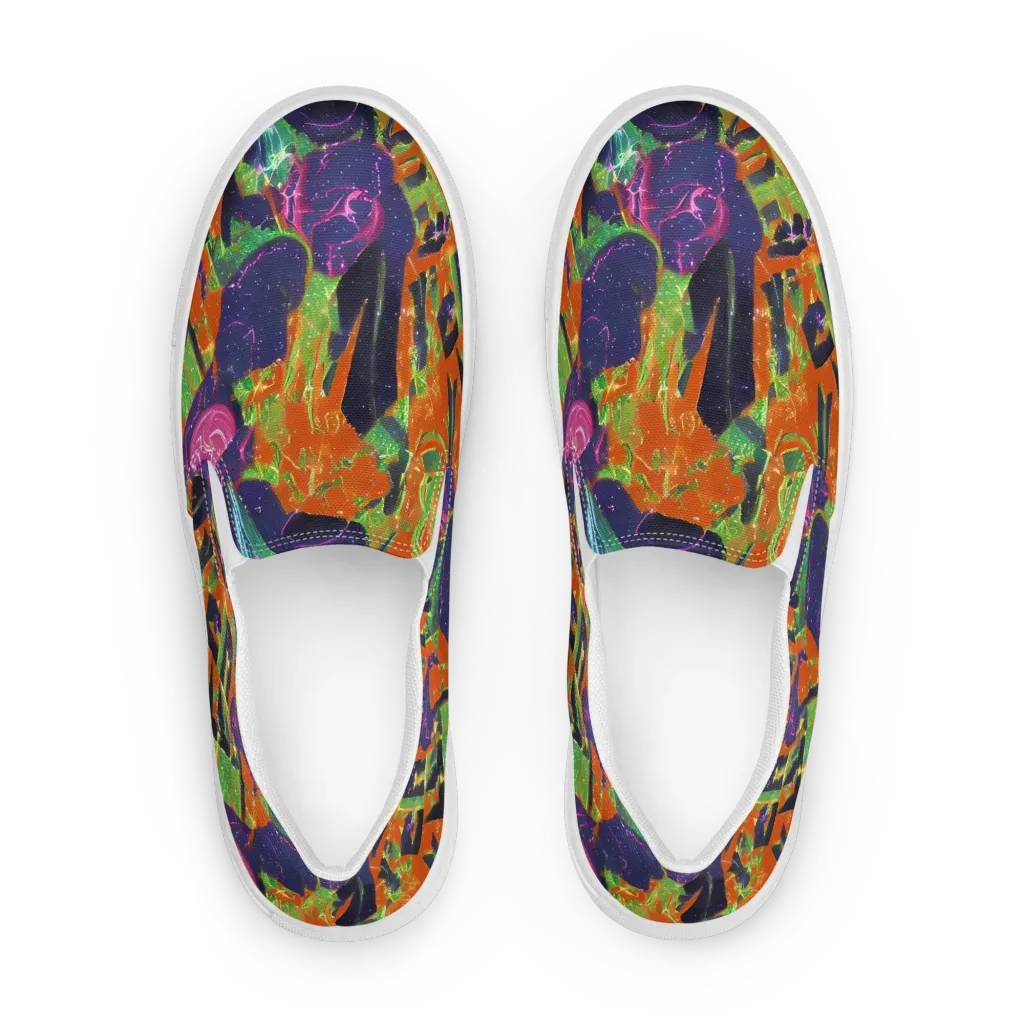 Starlit Static on Men's Slip-On Canvas Shoes — Front