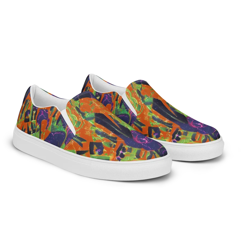 Starlit Static on Men's Slip-On Canvas Shoes — Right Front