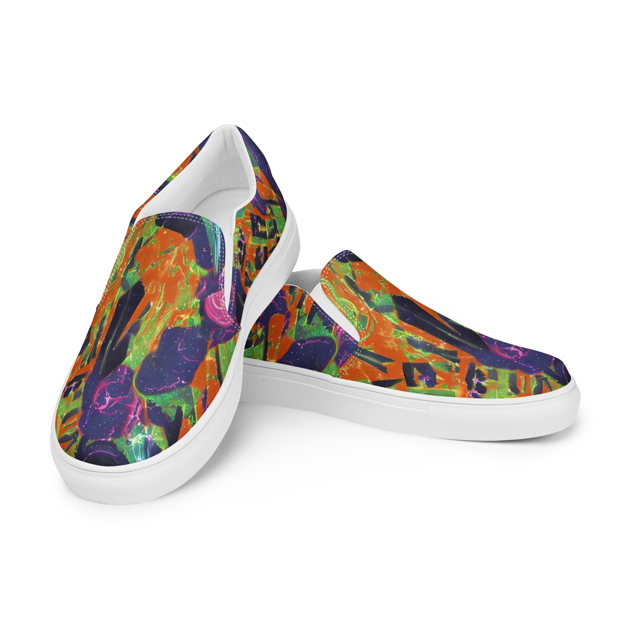 Starlit Static on Men's Slip-On Canvas Shoes — Left Front