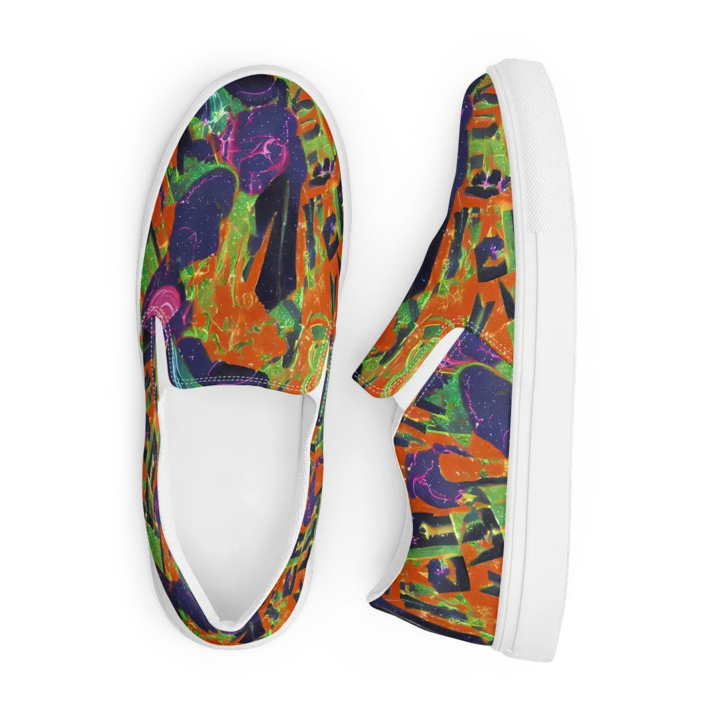 Starlit Static on Men's Slip-On Canvas Shoes — Front