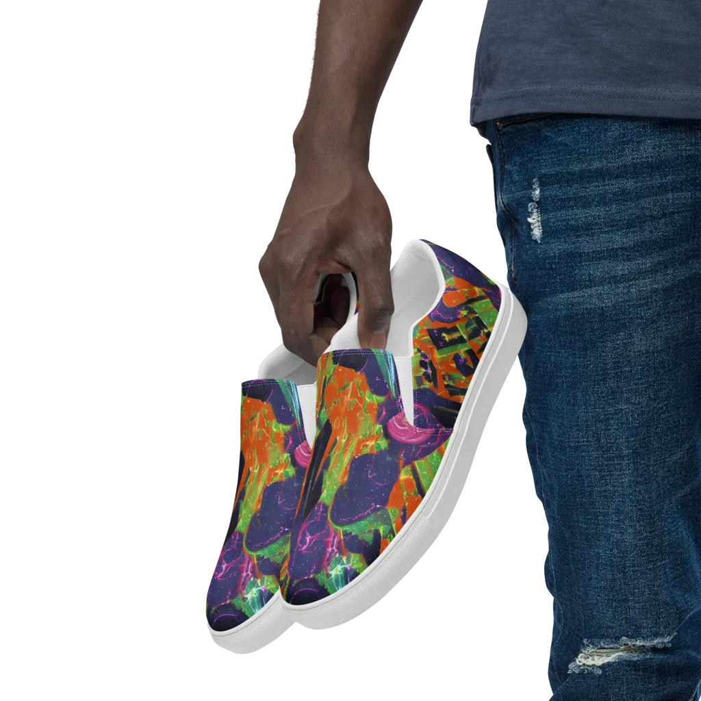 Starlit Static on Men's Slip-On Canvas Shoes — Left Front