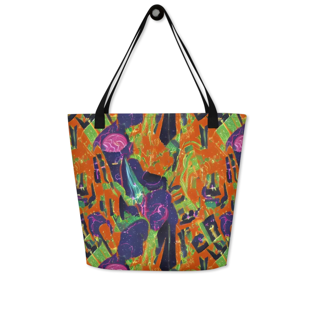 Starlit Static on Large Tote Bag W/ Pocket — Front