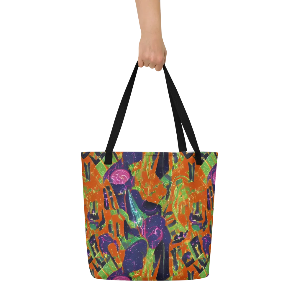 Starlit Static on Large Tote Bag W/ Pocket — Front