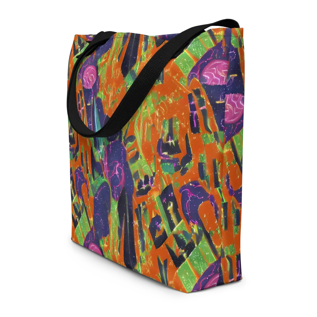 Starlit Static on Large Tote Bag W/ Pocket — Front