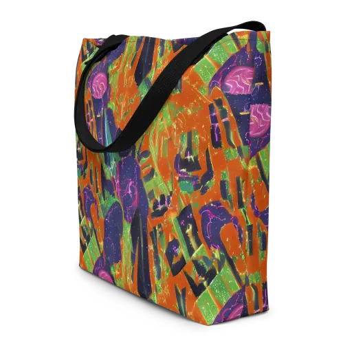 Starlit Static on a Large Tote Bag W/ Pocket