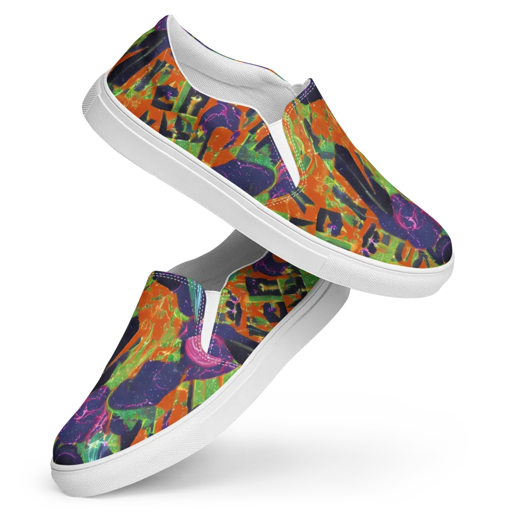Starlit Static on Women's Slip-On Canvas Shoes — Front