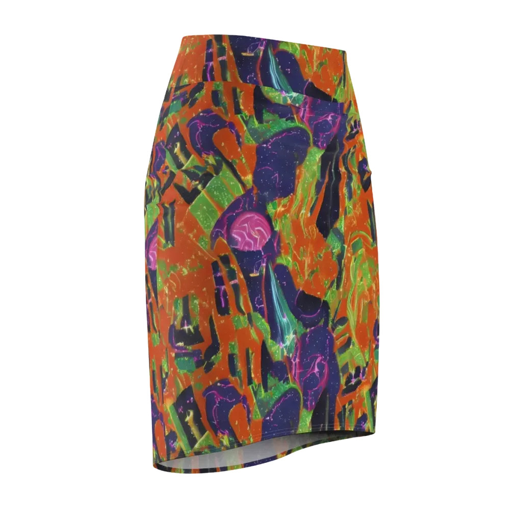Starlit Static on Pencil Skirt — Front Side
