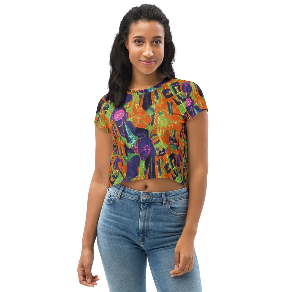 Starlit Static on Crop Tee — Front