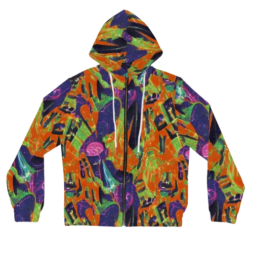 Starlit Static on a Women's Full-Zip Hoodie