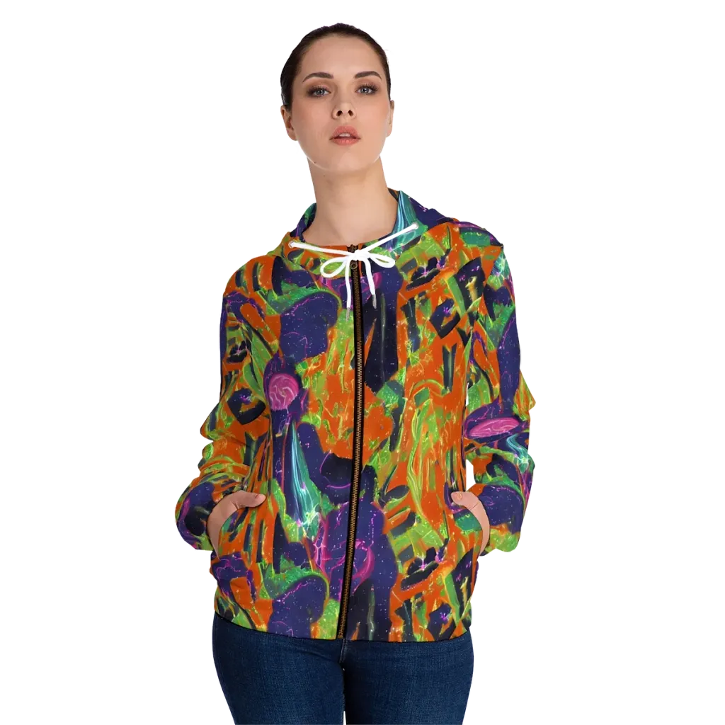 Starlit Static on Women's Full-Zip Hoodie — Front On Person