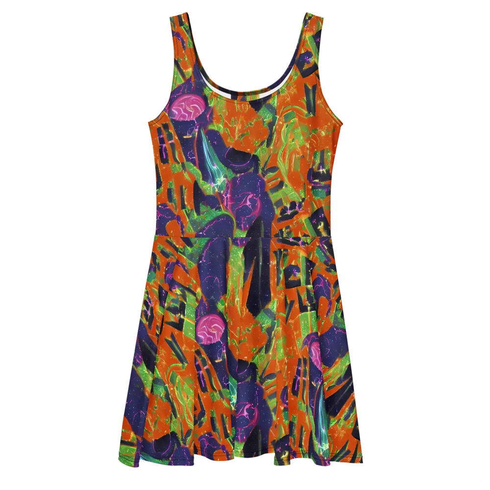 Starlit Static on Skater Dress — Front