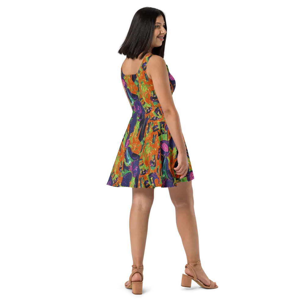 Starlit Static on Skater Dress — Right