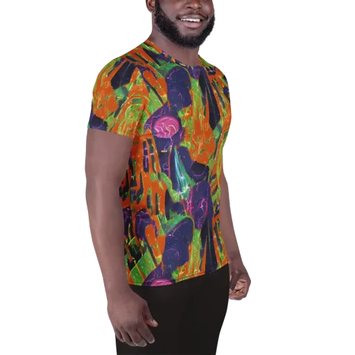 Starlit Static on a Men's Athletic T-Shirt