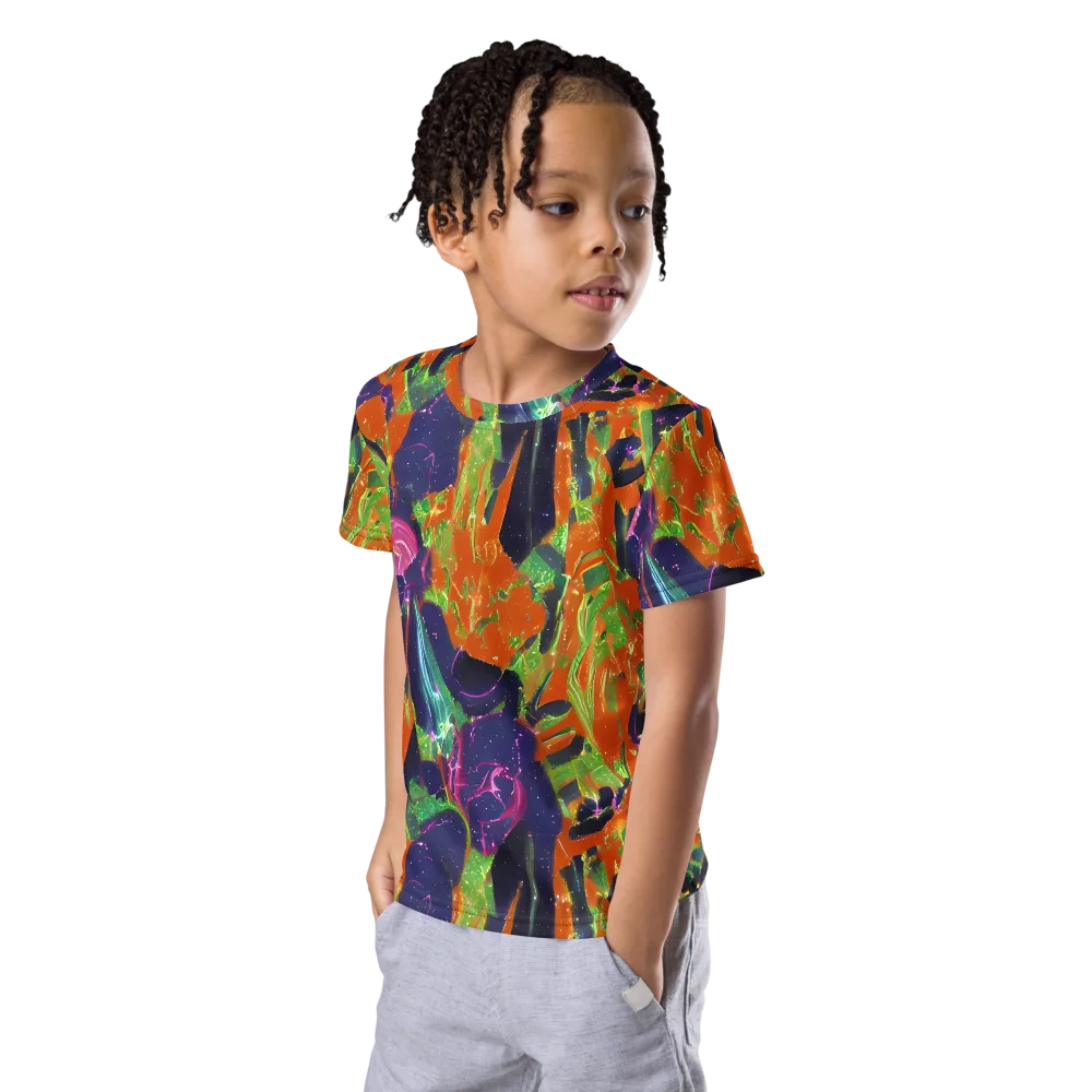 Starlit Static on Kids Crew Neck T-Shirt — Left Front