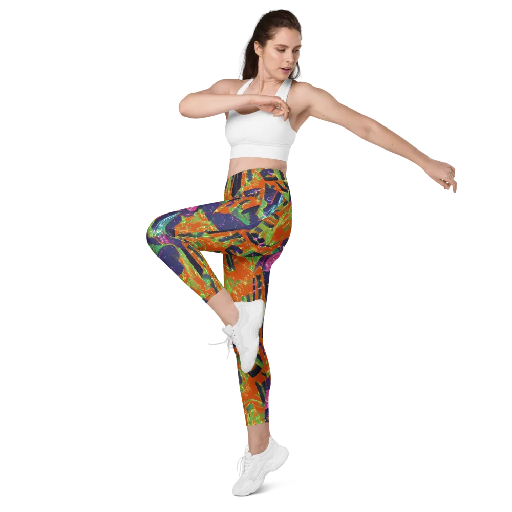 Starlit Static on Leggings with Pockets — Left Front